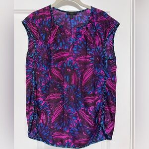 J.Crew silk vibrant print sleeves less blouse, size 4